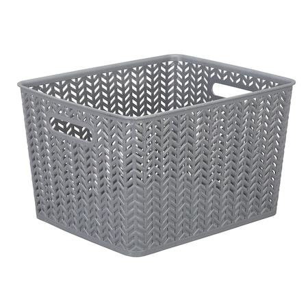 Simplify Storage Bin, Plastic, Grey, 13.7 in H, 11.4 in W, 13.7 in L 25175-GREY